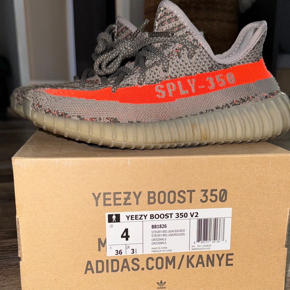Adidas Yeezy Boost 350 V2 Kids Sneakers - Gray and Orange